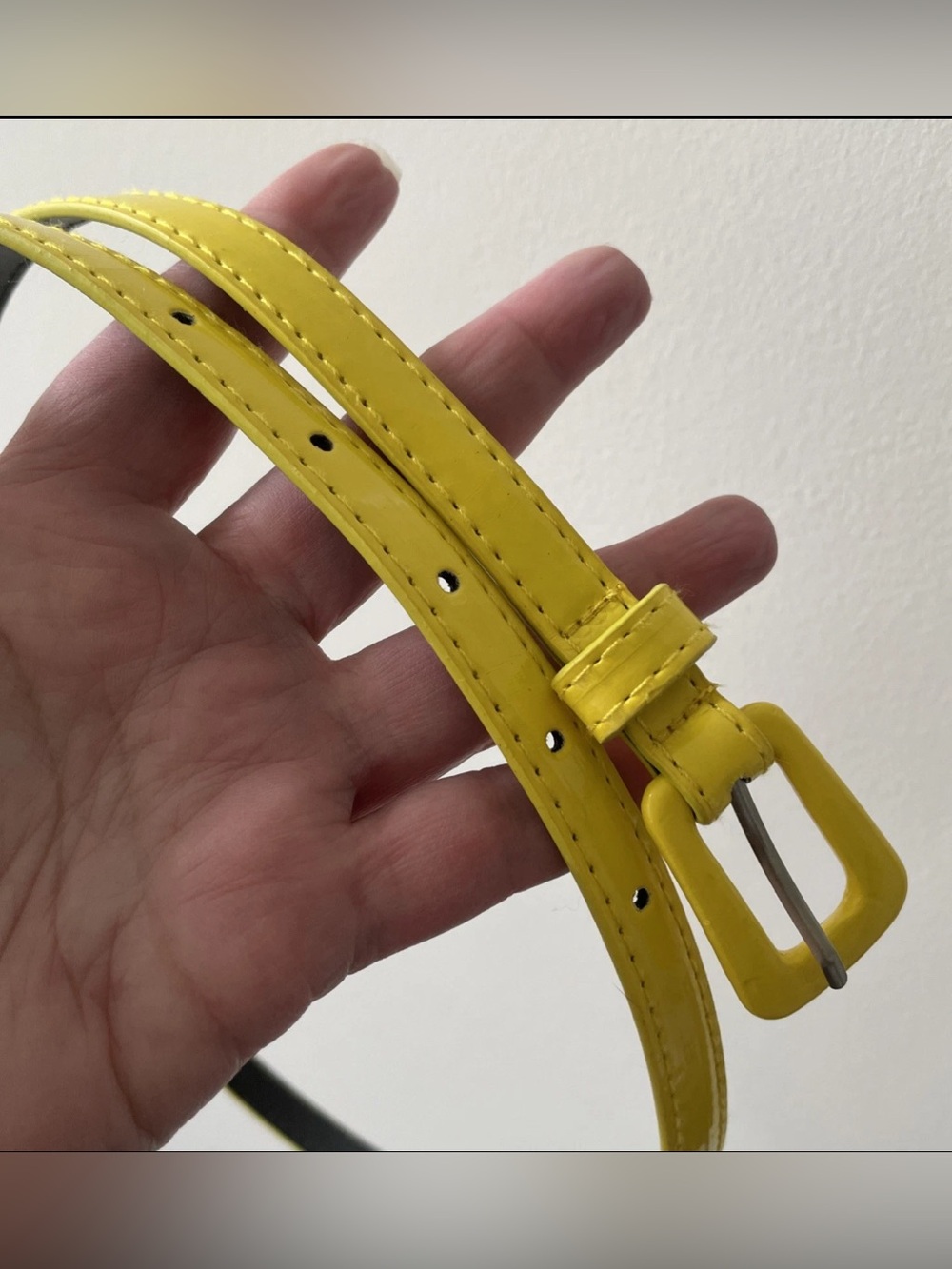 Bright Yellow Patent Skinny Belt size 10 pants